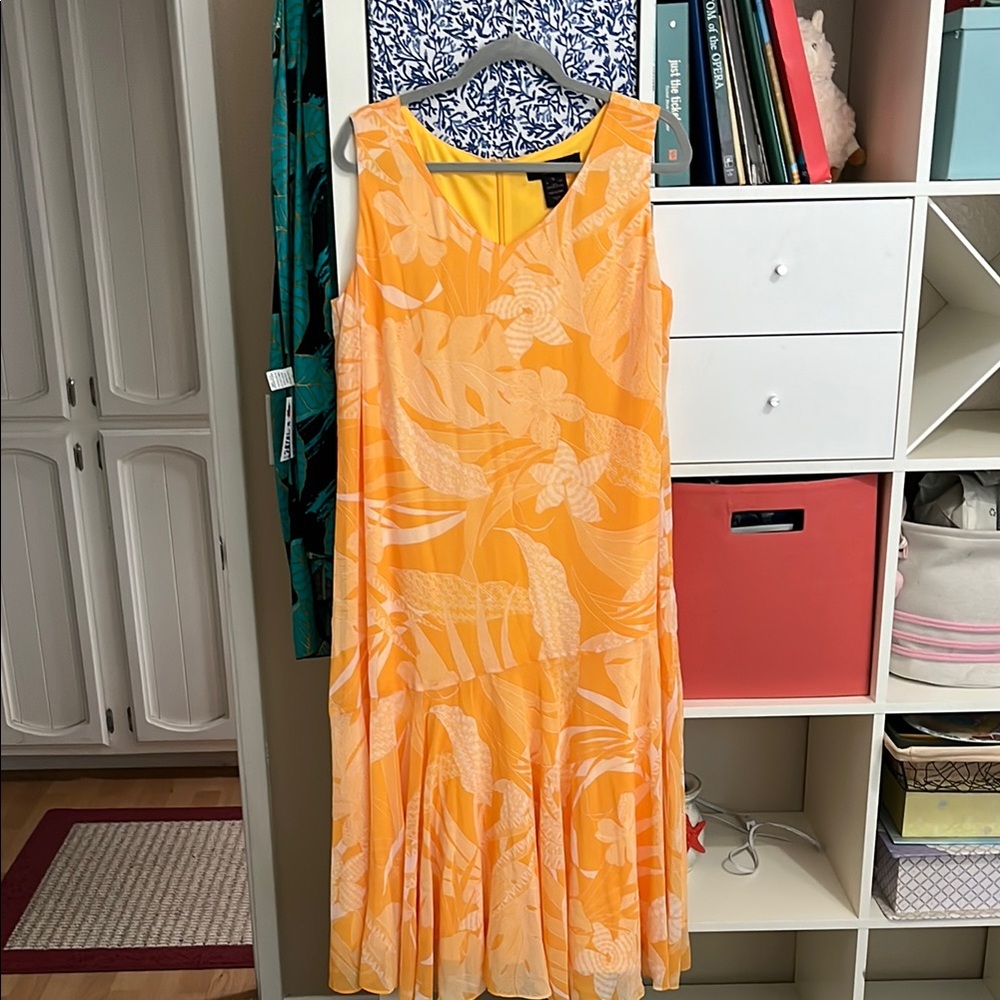 Orange Sleeveless V-neck Sundress